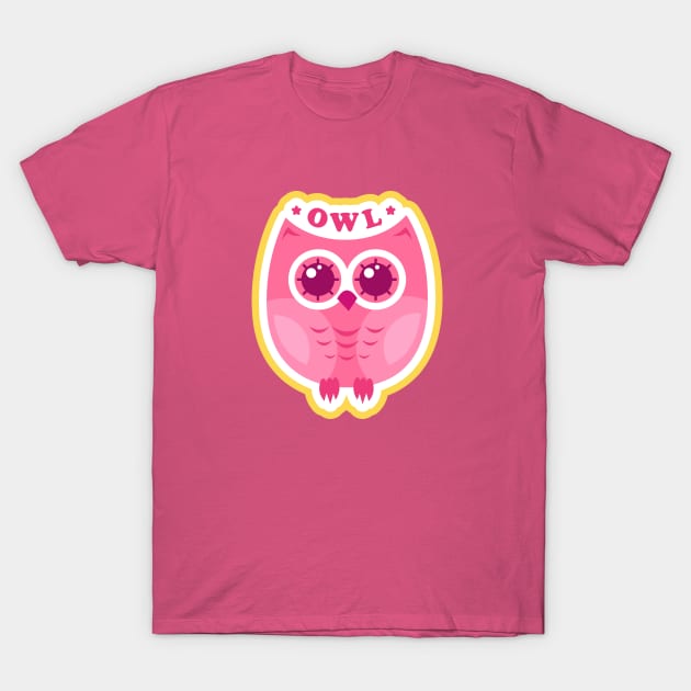 Owl Cute Cartoon Drawing T-Shirt by BrightLightArts